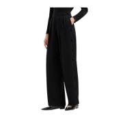 Cady broek met plooien en zijknopen Emporio Armani , Black , Dames