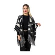 Stijlvolle Poncho voor Alle Gelegenheden White Sand , Black , Dames