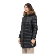 Zwarte Gewatteerde Hooded Winterjas Blauer , Black , Dames