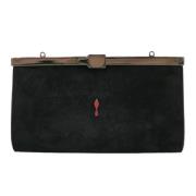 Pre-owned Suede clutches Christian Louboutin Pre-owned , Black , Dames