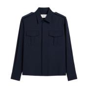 Navy Blue Classic Military Shirt Ami Paris , Blue , Dames