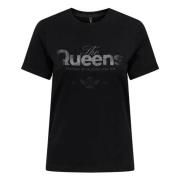 De T-shirt van de koningin Only , Black , Dames