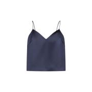 Midnight Satin Cami Top Galvan London , Blue , Dames