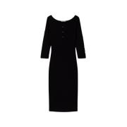 Gebreide Lange Jurk Twinset , Black , Dames