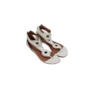 Pre-owned Leather sandals Alaïa Pre-owned , White , Dames