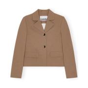 Melange Fitted Blazer Ganni , Beige , Dames