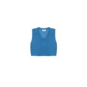 Stijlvolle V-hals gebreide kleding Dixie , Blue , Dames