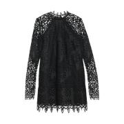 Ronde Hals Lange Mouw Linnen Jurk Ulla Johnson , Black , Dames