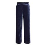 Midnight Blue Velvet Pyjama Style Pants Dea Kudibal , Blue , Dames