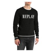 Heren Logo Trui Replay , Black , Heren