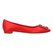 Fabric flats Manolo Blahnik , Red , Dames