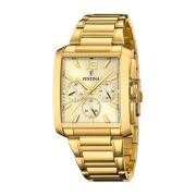 Gouden Stalen Quartz Horloge, 5Atm Festina , Yellow , Heren