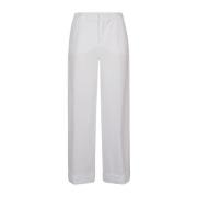 Witte Katoen Elastaan Broek Malo , White , Dames