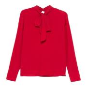 Zijde Blend Blouse en Shirt Twinset , Red , Dames