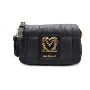 Gewatteerde Schoudertas met Iconisch Logo Love Moschino , Black , Dame...