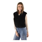 Zwarte konijnenbontvest La Canadienne , Black , Dames