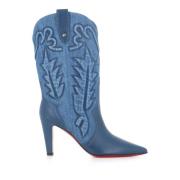 Blauwe Denim Geborduurde Cubaanse Haklaarzen Christian Louboutin , Blu...