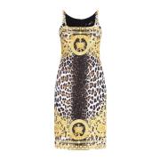 Luipaardprint Mouwloze Jurk Versace , Multicolor , Dames