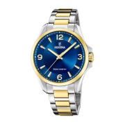 Blauw Stalen Kwarts Horloge 5Atm Festina , Yellow , Heren