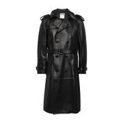 Zwarte leren jas dubbele rij knopen Moschino , Black , Heren