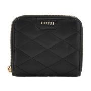 Zwarte leren damesportemonnee Guess , Black , Dames