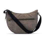 Luna Bag Middle Natuurlijk Nylon Rits Borbonese , Brown , Dames