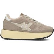 Beige Suede Lage Top Sneakers Sun68 , Beige , Dames