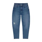 Lichtblauwe Denim Bananenbeen Jeans Halfboy , Blue , Dames