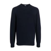 Navyblauwe Cashmere Crew-Neck Sweater Ermenegildo Zegna , Blue , Heren