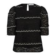 Kanten blouse met korte mouwen Co'Couture , Black , Dames