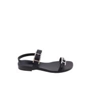 Pre-owned Leather sandals Hermès Vintage , Black , Dames