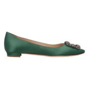 Fabric flats Manolo Blahnik , Green , Dames