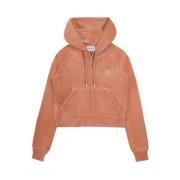 Velours Hoodie met Strass Detail Juicy Couture , Brown , Dames