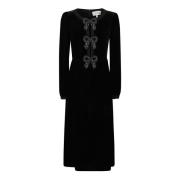 Zwarte Zijden Rayon Jurk Saloni , Black , Dames