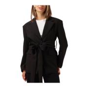 Elegante Zwarte Blazer Notre-v , Black , Dames