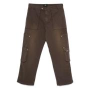 Bruine Cargo Broek Twill Weefsel Represent , Brown , Heren