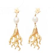 Pre-owned Metal earrings Dior Vintage , Yellow , Dames