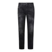 Logo Plaque Faded Jeans Dolce & Gabbana , Black , Heren