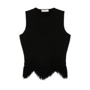 Gebreide Franje Top Zwart Asymmetrische Zoom Ulla Johnson , Black , Da...