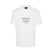 Witte Katoenen Jersey T-shirt met Geborduurd Logo Emporio Armani , Whi...