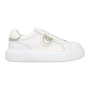 Leren Sneaker met Polyurethaan Samenstelling Pinko , White , Dames