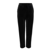 Fluwelen Hoge Taille Broek Logo Detail Armani Exchange , Black , Dames