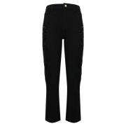 Zwarte Denim Wortelbroek met Bloemenborduursel Blugirl , Black , Dames