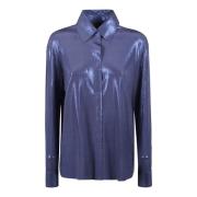 Blauw Spandex Shirt Gemaakt in China Norma Kamali , Blue , Dames