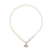 Emaille Detail Nep-Parel Hanger Ketting Vivienne Westwood , White , Da...