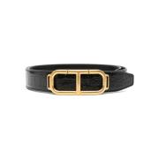 Zwart Krokodilreliëf Leren Riem Tom Ford , Black , Heren