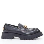 Pre-owned Leather flats Gucci Vintage , Black , Dames