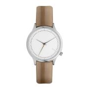 Dameshorloge van roestvrij staal, leren band Komono , Beige , Dames