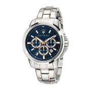 Stalen Quartz Horloge, Blauwe Kast Maserati , Gray , Heren