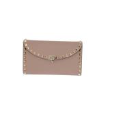 Studded Kettingportemonnee in Blush Valentino Garavani , Brown , Dames